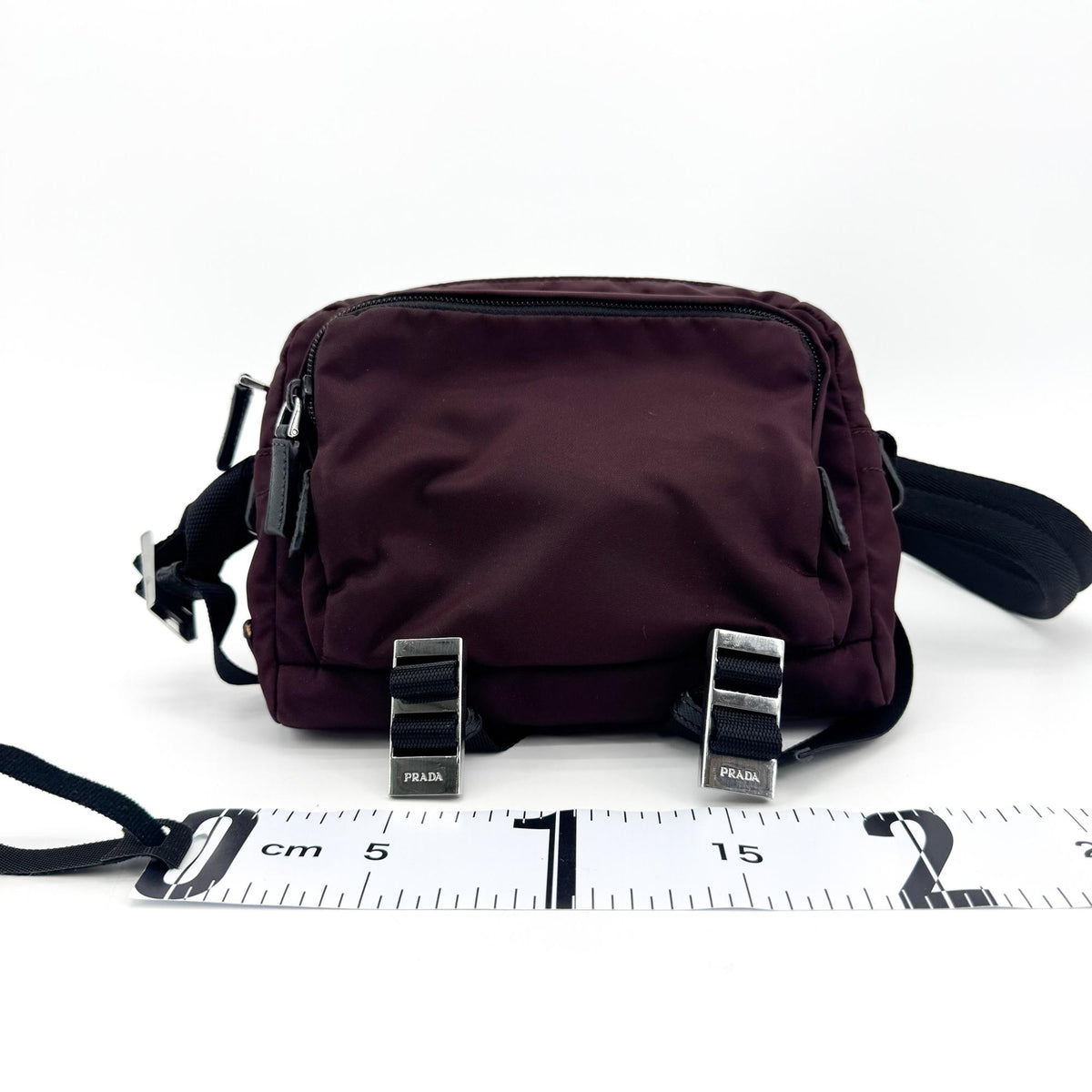 Prada Technical Zip Tessuto Burgundy Nylon Crossbody Bag Bag (Pre-Owned)
