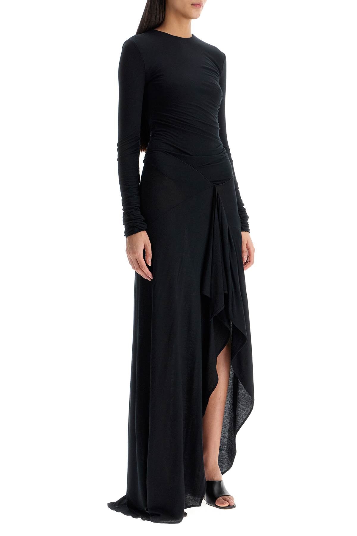 The Attico Women's Long Draped Jersey Dress With Pleats
