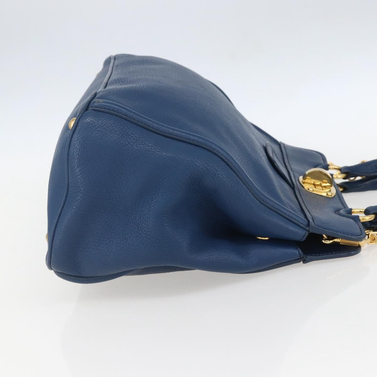 Miu Miu Vintage Leather Blue Leather Tote Bag Bag (Pre-Owned)