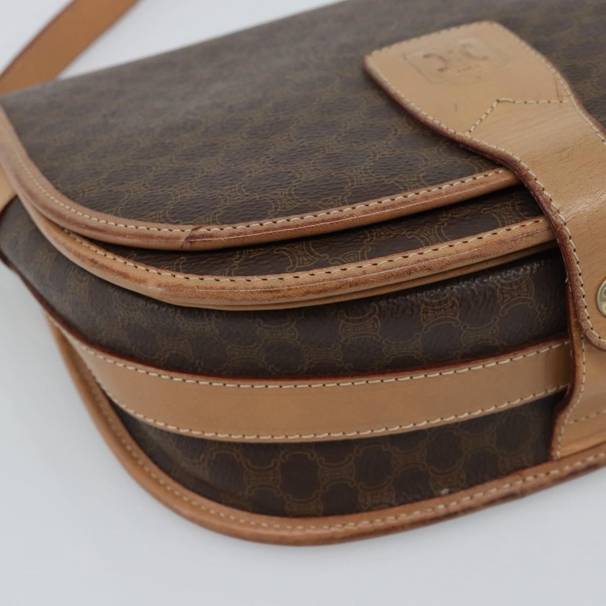 Celine Vintage Macadam Canvas And Leather Brown Canvas Shoulder Bag Bag (Pre-Owned)