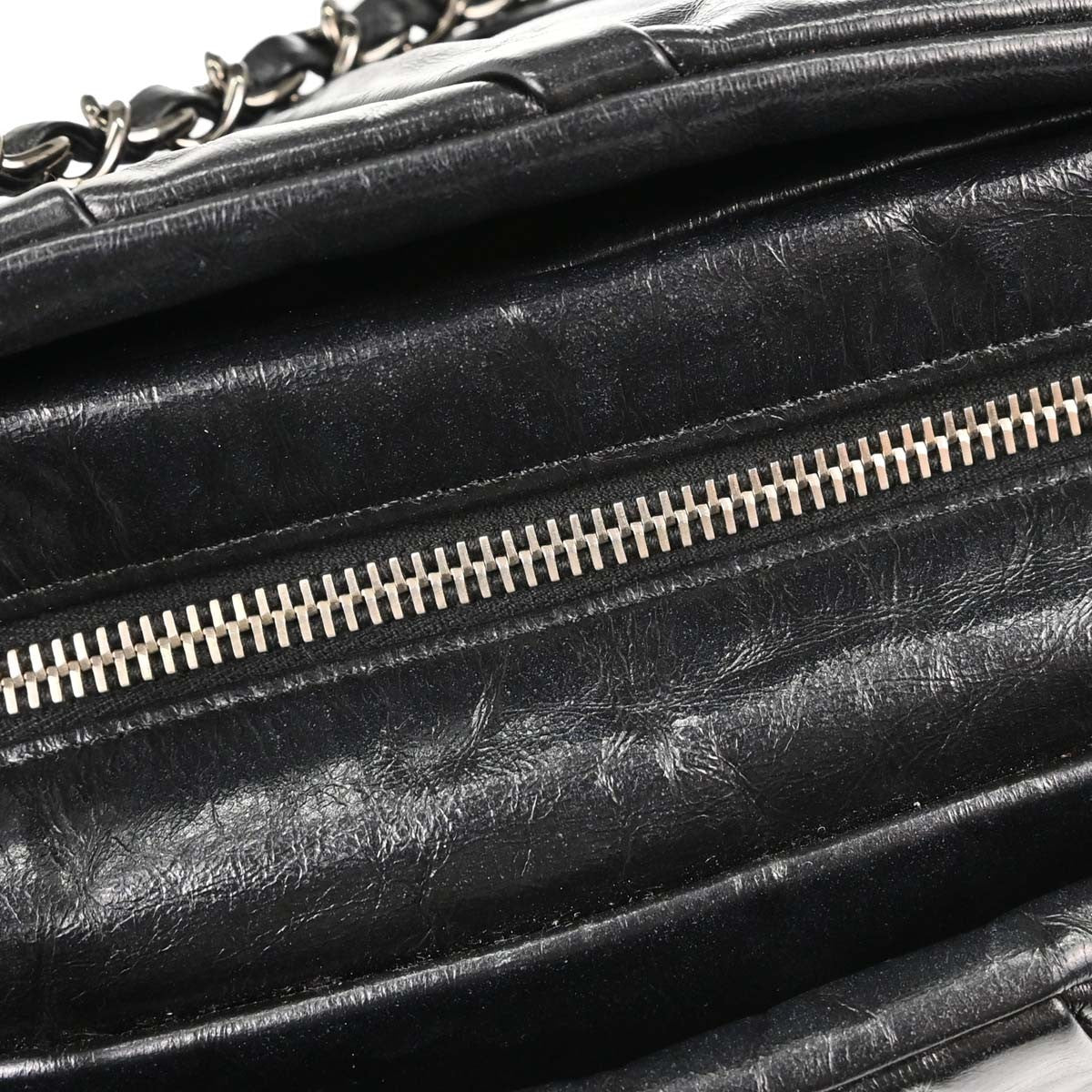 Chanel Twisted Bowling Glazed Calfskin Black Leather Shoulder Bag Bag (Pre-Owned)