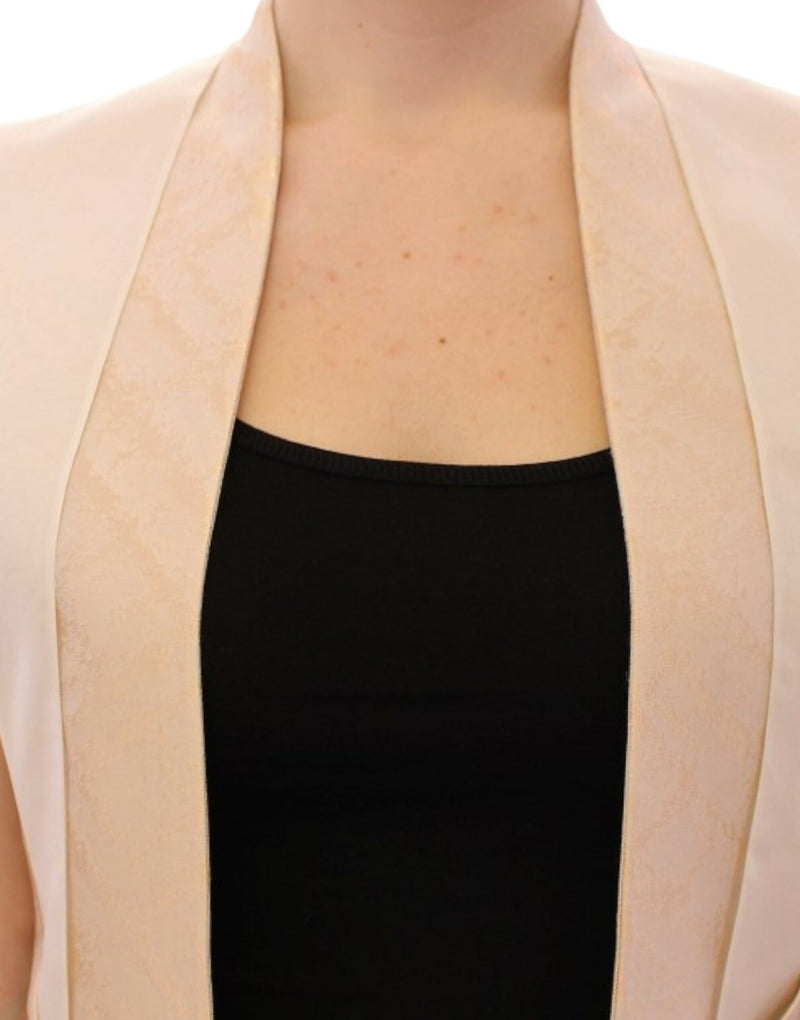 Zeyneptosun Exclusive Beige Brocade Sleeveless Women's Vest
