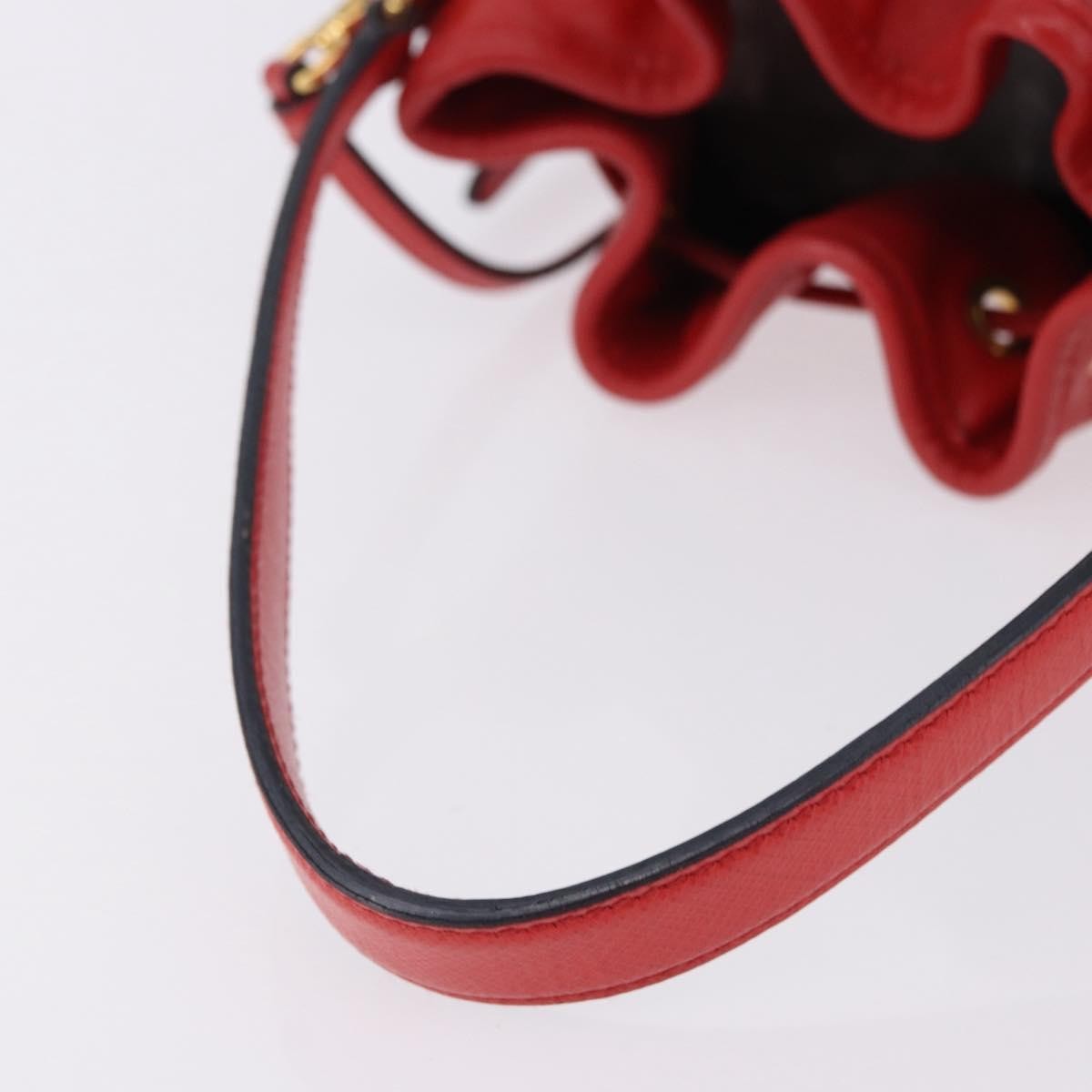 Prada Drawstring Pocket Bucket Soft Calf Red Leather Shoulder Bag Bag (Pre-Owned)