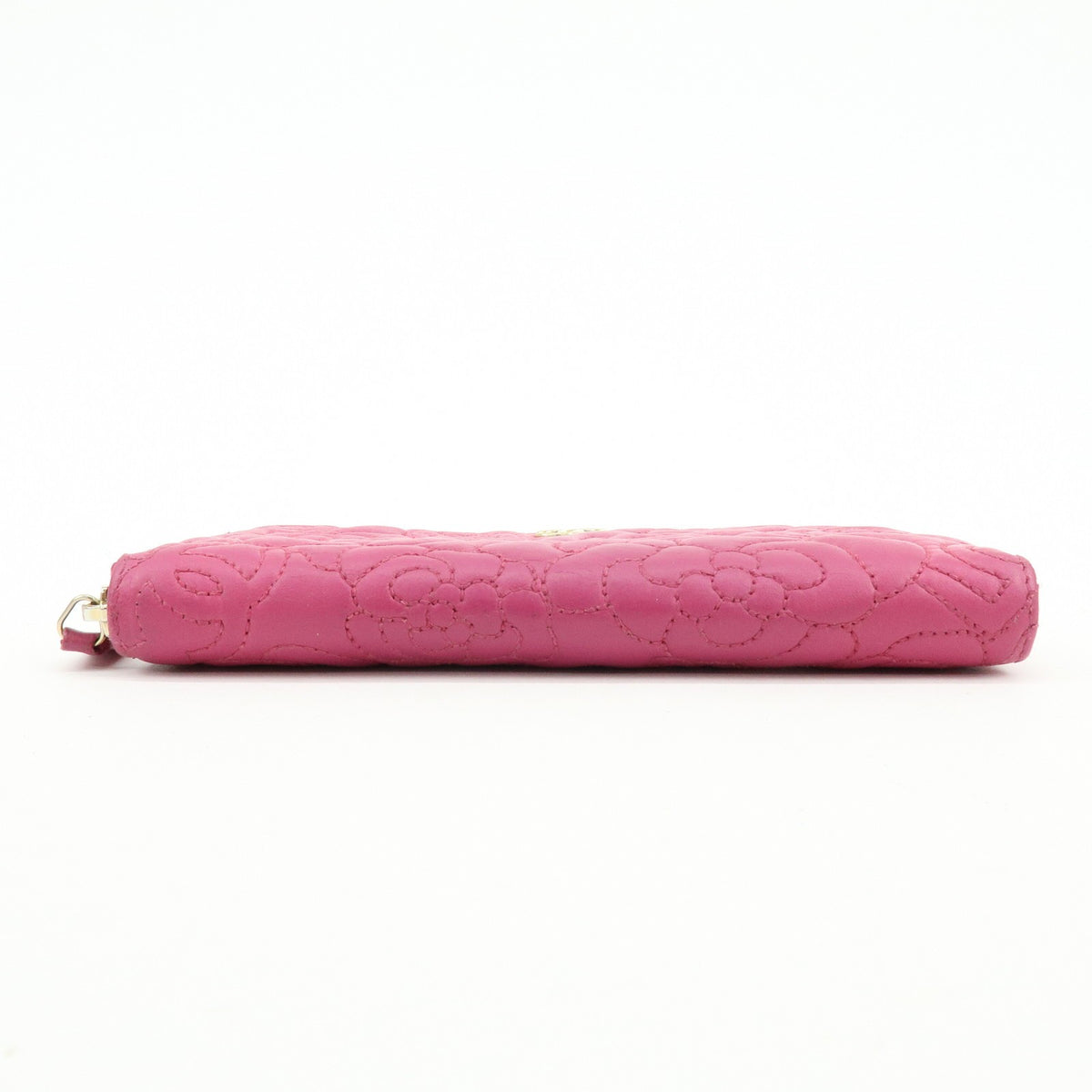 Chanel Zip Around Camellia Patent Pink Calfskin Wallets Accessory (Pre-Owned)