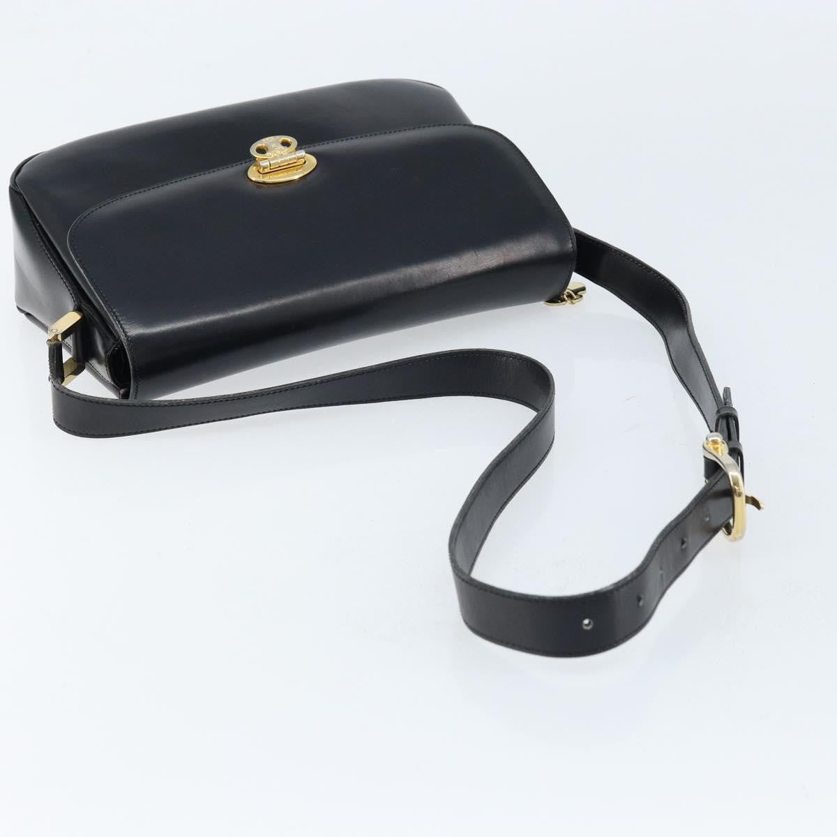 Celine Shoulder Leather Black Leather Shoulder Bag Bag (Pre-Owned)