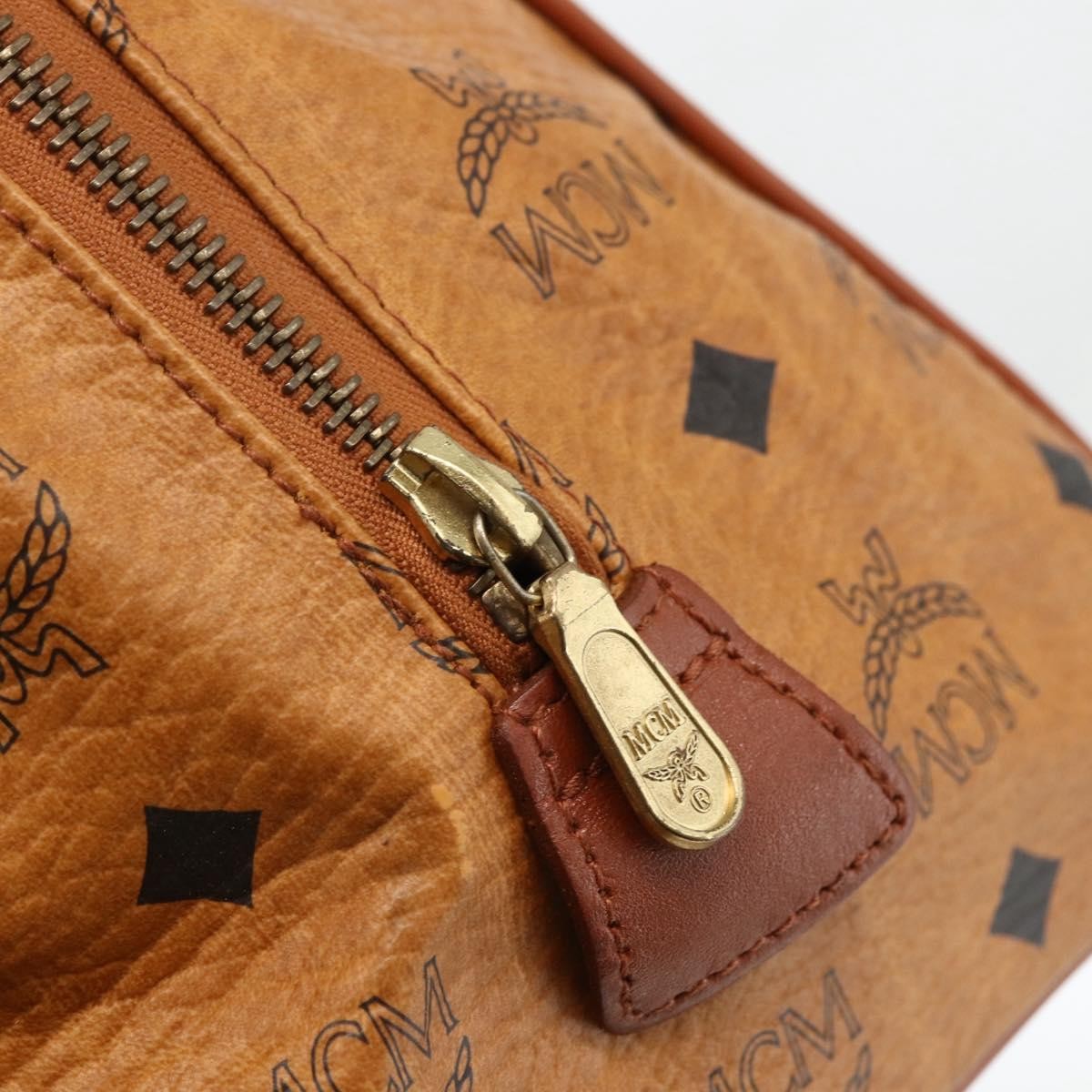 MCM Visetos Logogramme Leather Brown Leather Handbag (Pre-Owned)