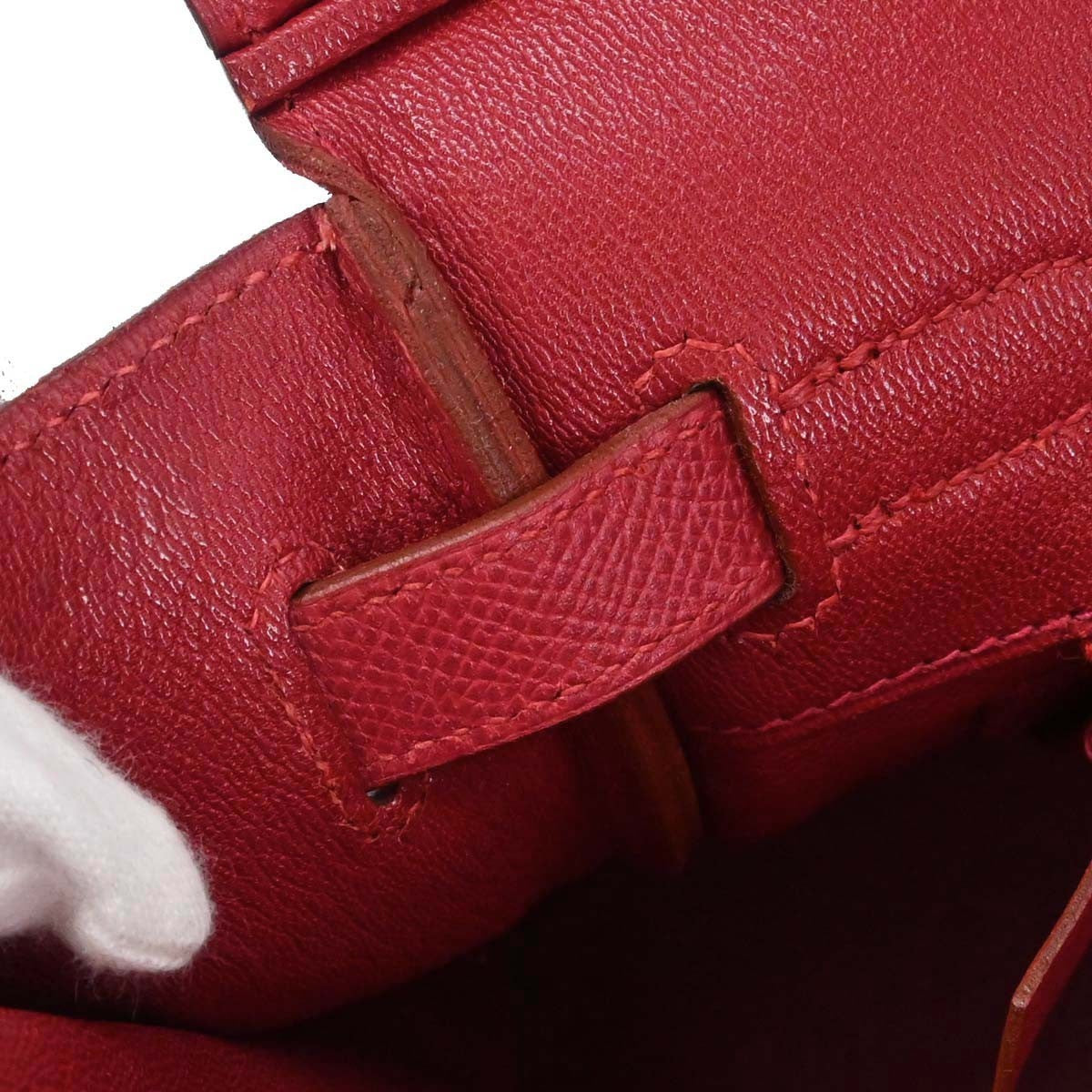 Hermes Birkin Red Courchevel With Gold Hardware Red Leather Handbag (Pre-Owned)