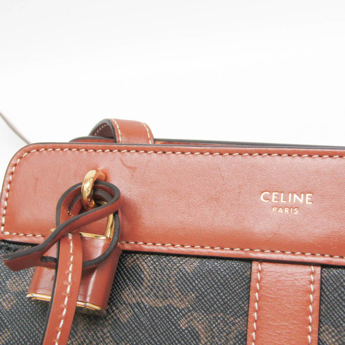 Celine Teen Cabas De France Triomphe Coated Canvas Brown Canvas Handbag (Pre-Owned)
