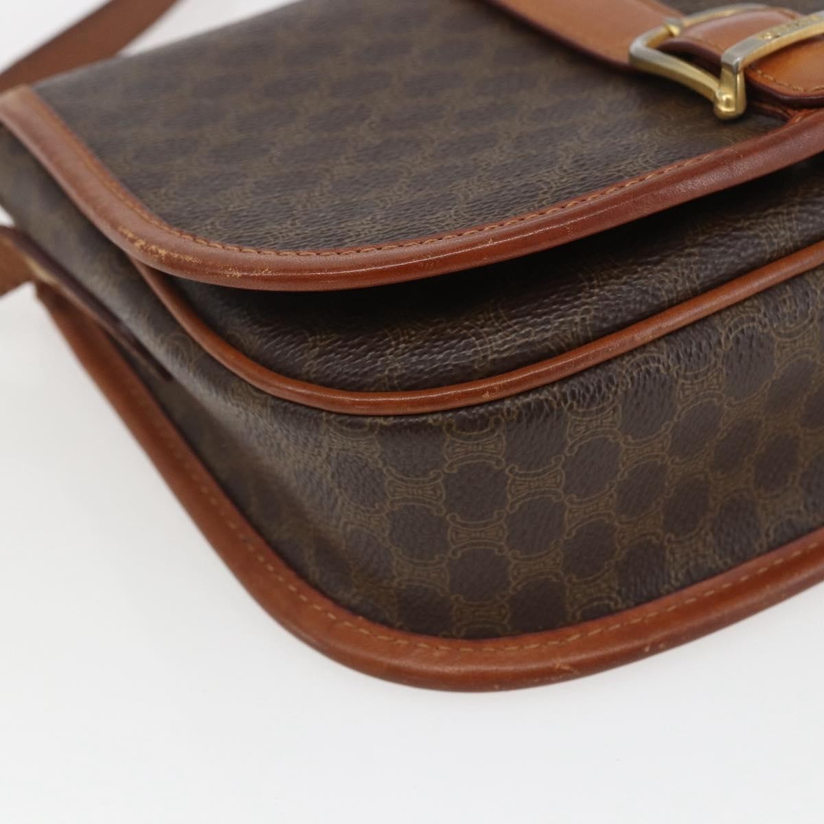 Celine Vintage Macadam Canvas And Leather Brown Canvas Shoulder Bag Bag (Pre-Owned)