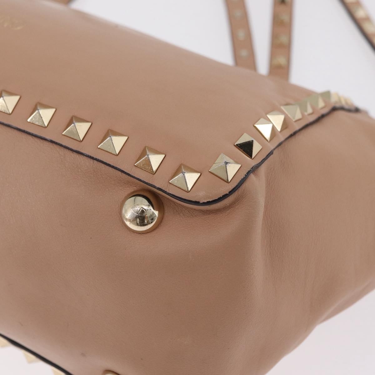 Valentino Garavani Rockstud Soft Leather Beige Leather Tote Bag Bag (Pre-Owned)