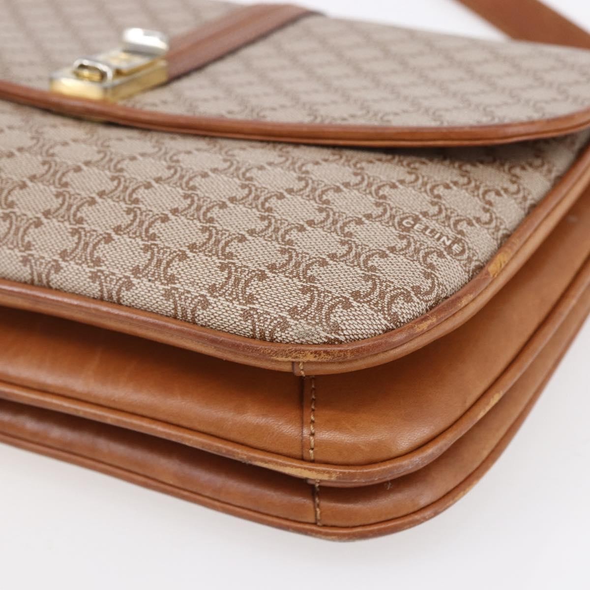 Celine Vintage Macadam Canvas And Leather Beige Canvas Shoulder Bag Bag (Pre-Owned)
