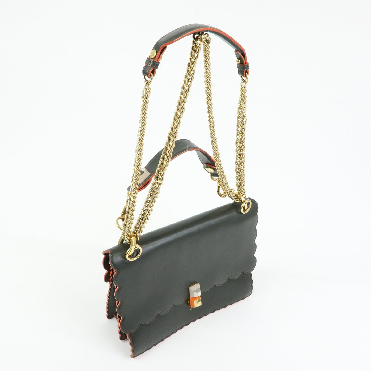 Fendi Kan I Leather Green Leather Shoulder Bag Bag (Pre-Owned)
