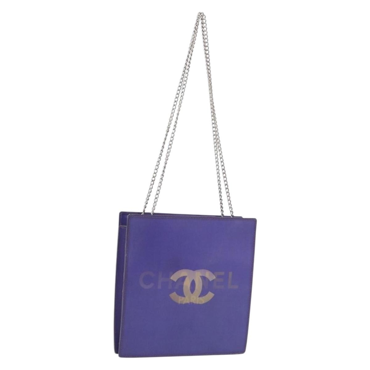 Chanel Vintage Holographic Chain Vinyl Purple Synthetic Tote Bag Bag (Pre-Owned)