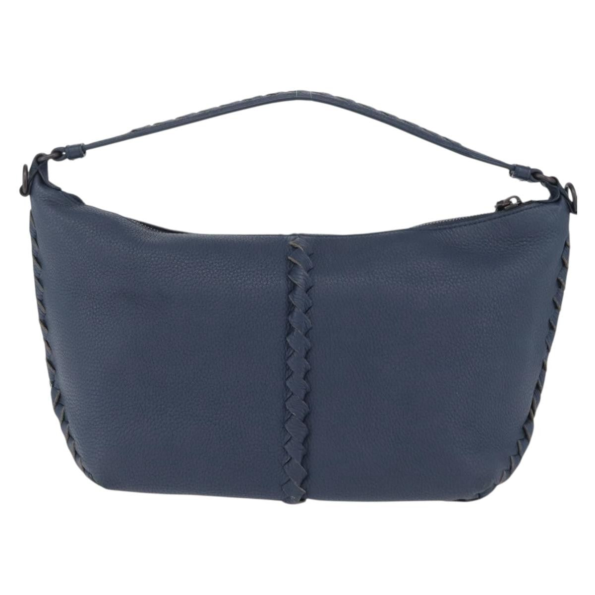 Bottega Veneta Zip Hobo Cervo With Intrecciato Detail Blue Leather Shoulder Bag Bag (Pre-Owned)