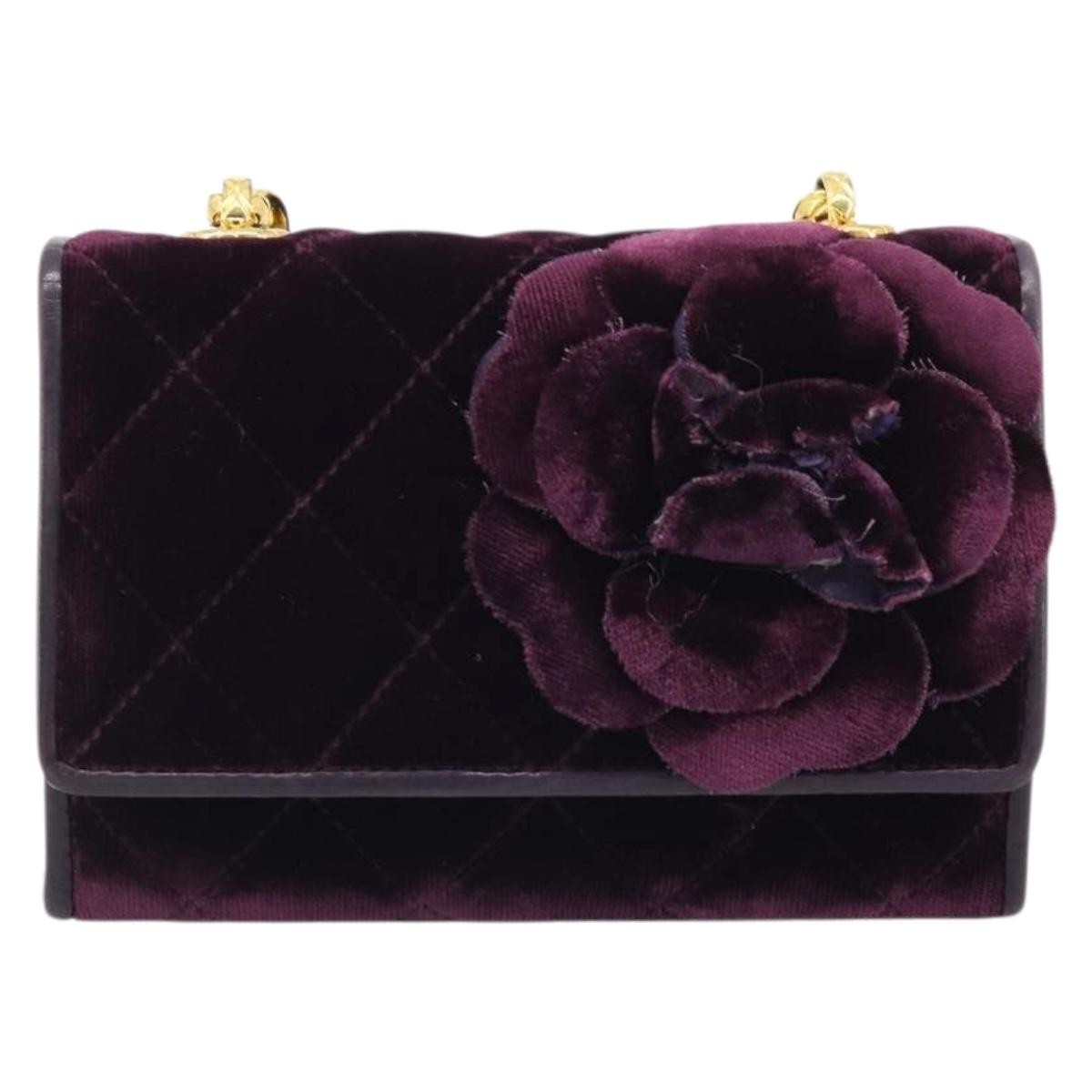 Chanel Wallet On Chain Quilted Velvet Purple Velvet Handbag (Pre-Owned)