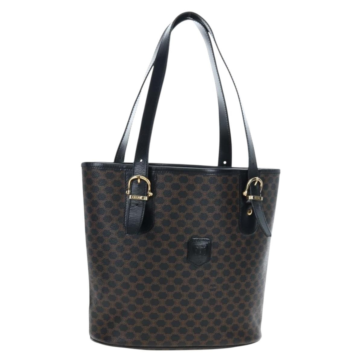 Celine C Macadam Tote Pvc Leather/ Macadam Canvas Black Pvc Shoulder Bag Bag (Pre-Owned)