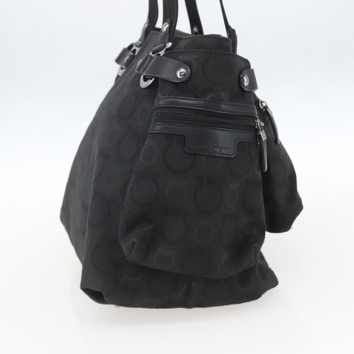 Salvatore Ferragamo Gancini Tote Nylon Black Nylon Tote Bag Bag (Pre-Owned)