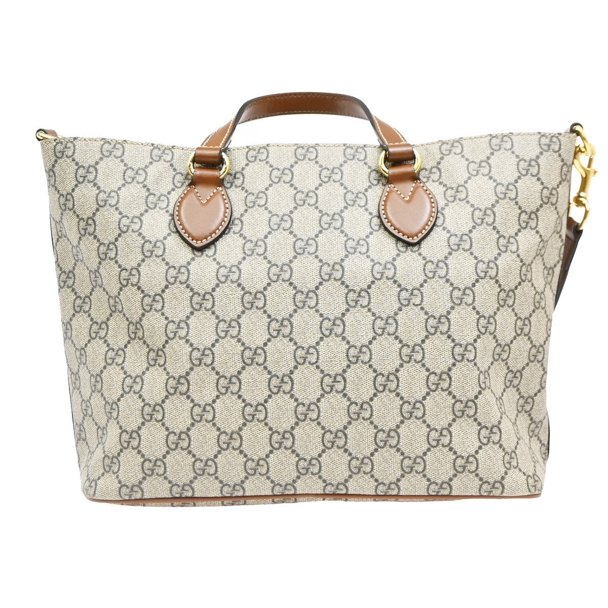 Gucci Convertible Soft Gg Coated Canvas With Leather Brown Canvas Tote Bag Bag (Pre-Owned)