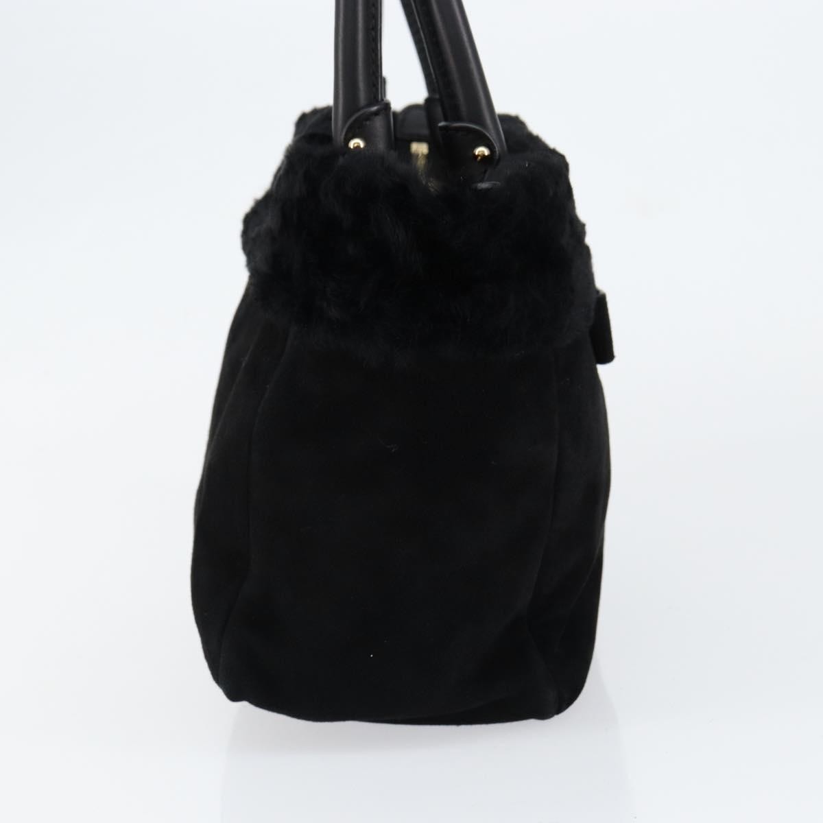 Salvatore Ferragamo Vala Suede Black Suede Handbag (Pre-Owned)