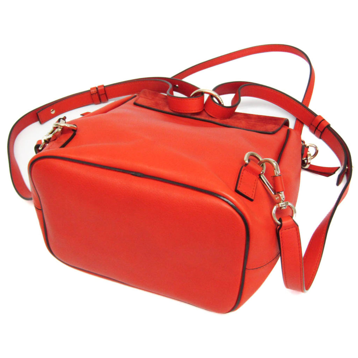 Chloe Faye Leather And Suede Orange Leather Backpack Bag (Pre-Owned)