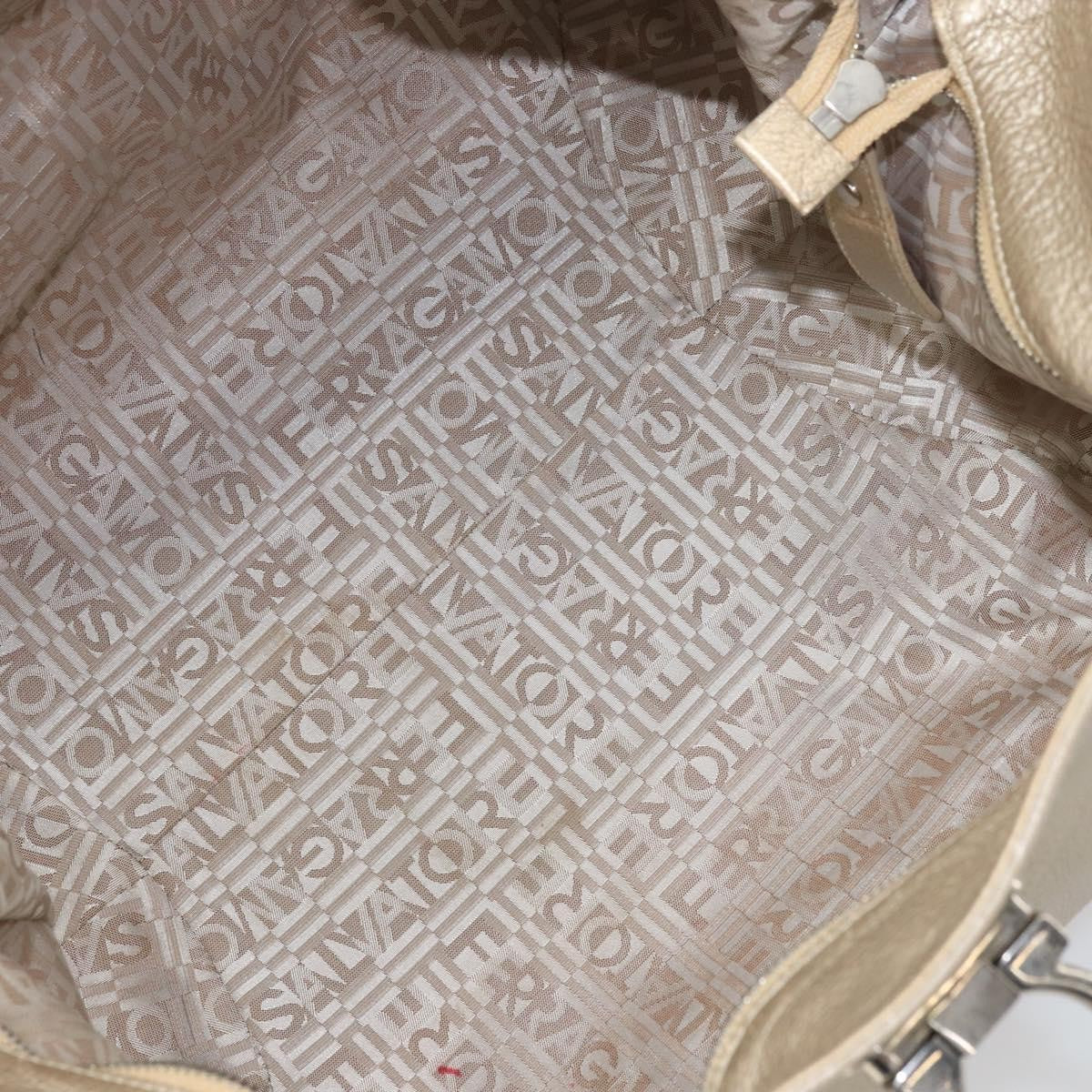Salvatore Ferragamo Gancini Leather Gold Leather Handbag (Pre-Owned)
