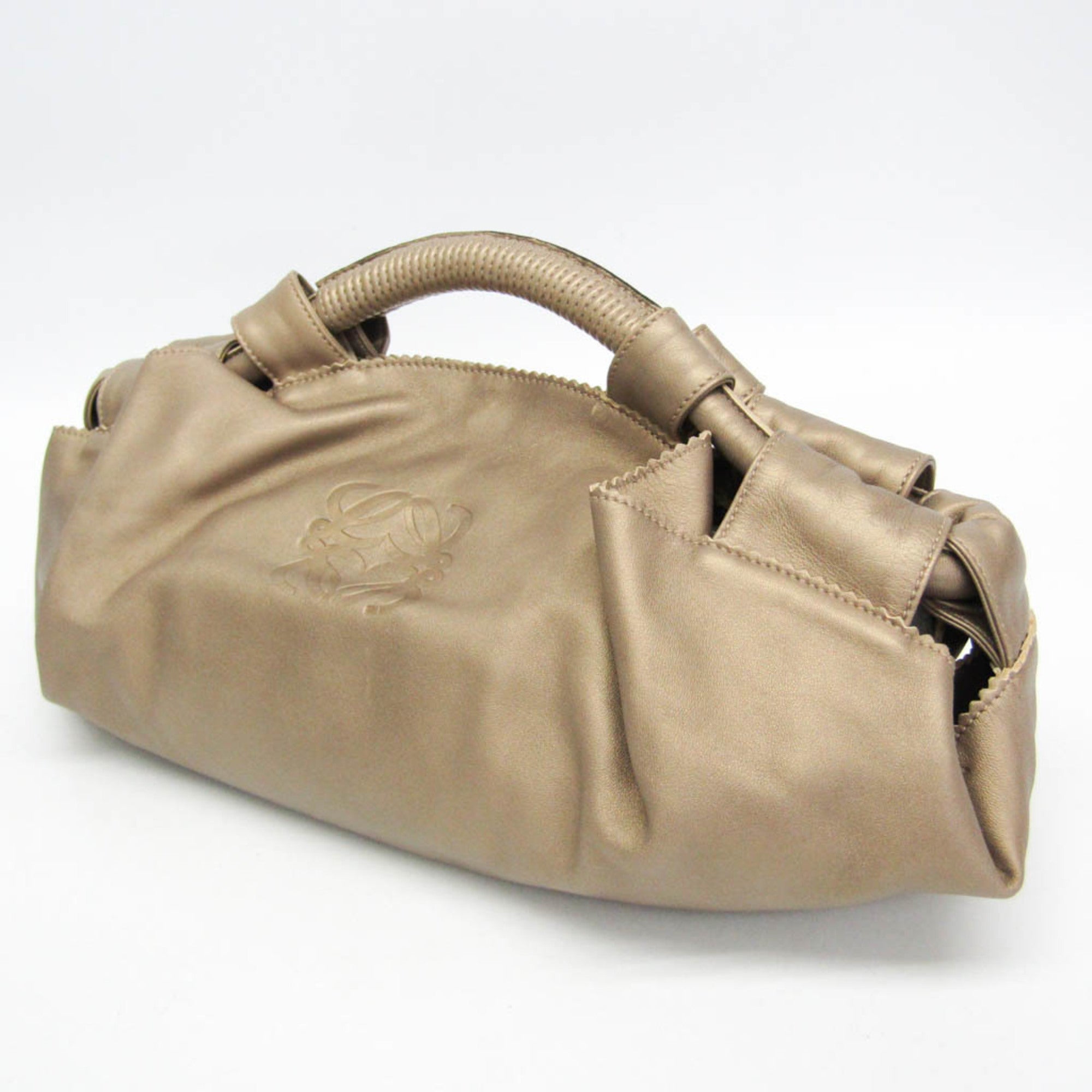 Loewe Anagram Logo Nappa Aire Hand Leather Gold Leather Handbag (Pre-Owned)