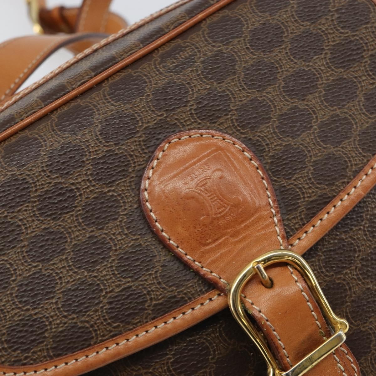 Celine Vintage Macadam Canvas And Leather Brown Canvas Shoulder Bag Bag (Pre-Owned)