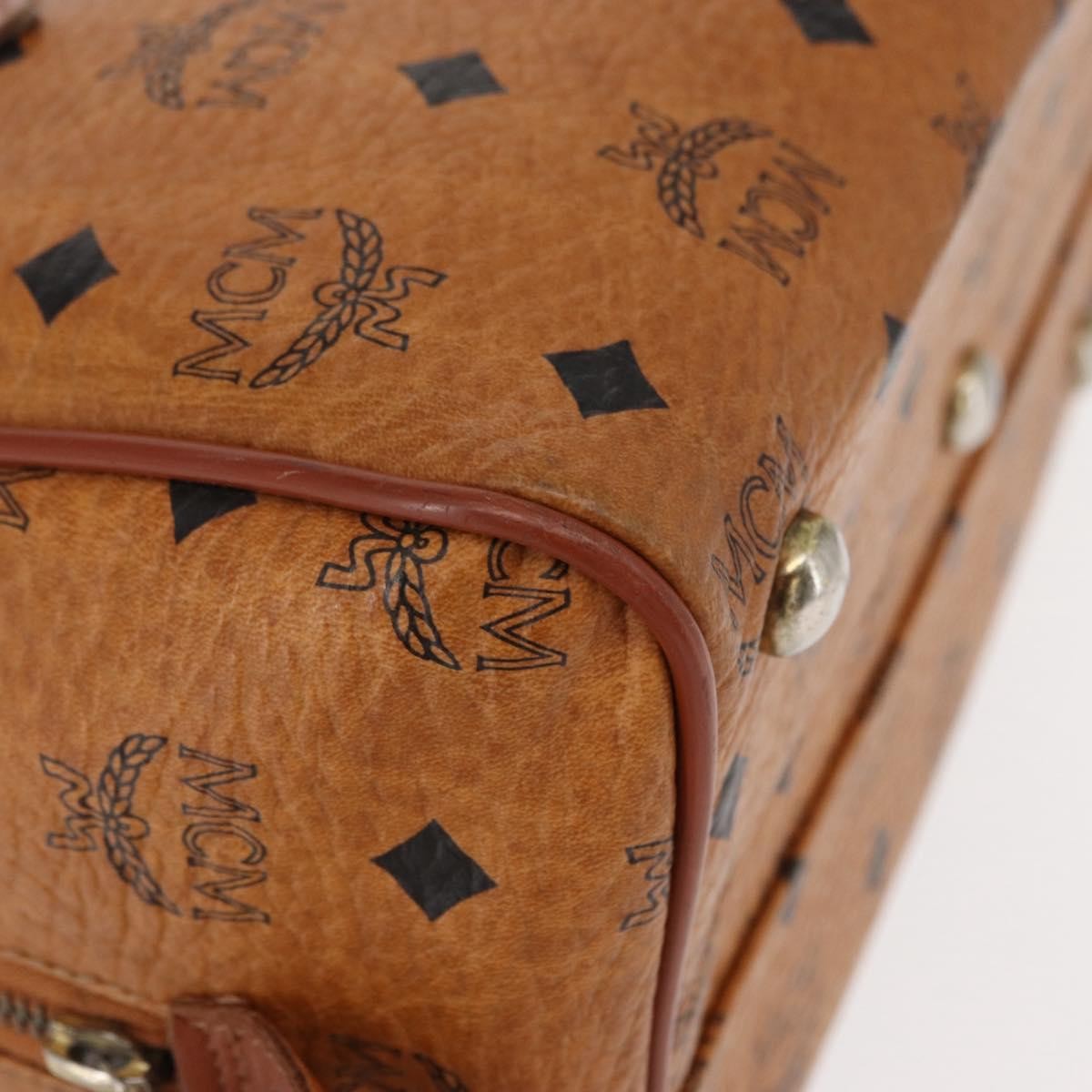 MCM Visetos Logogramme Canvas And Leather Brown Canvas Handbag (Pre-Owned)
