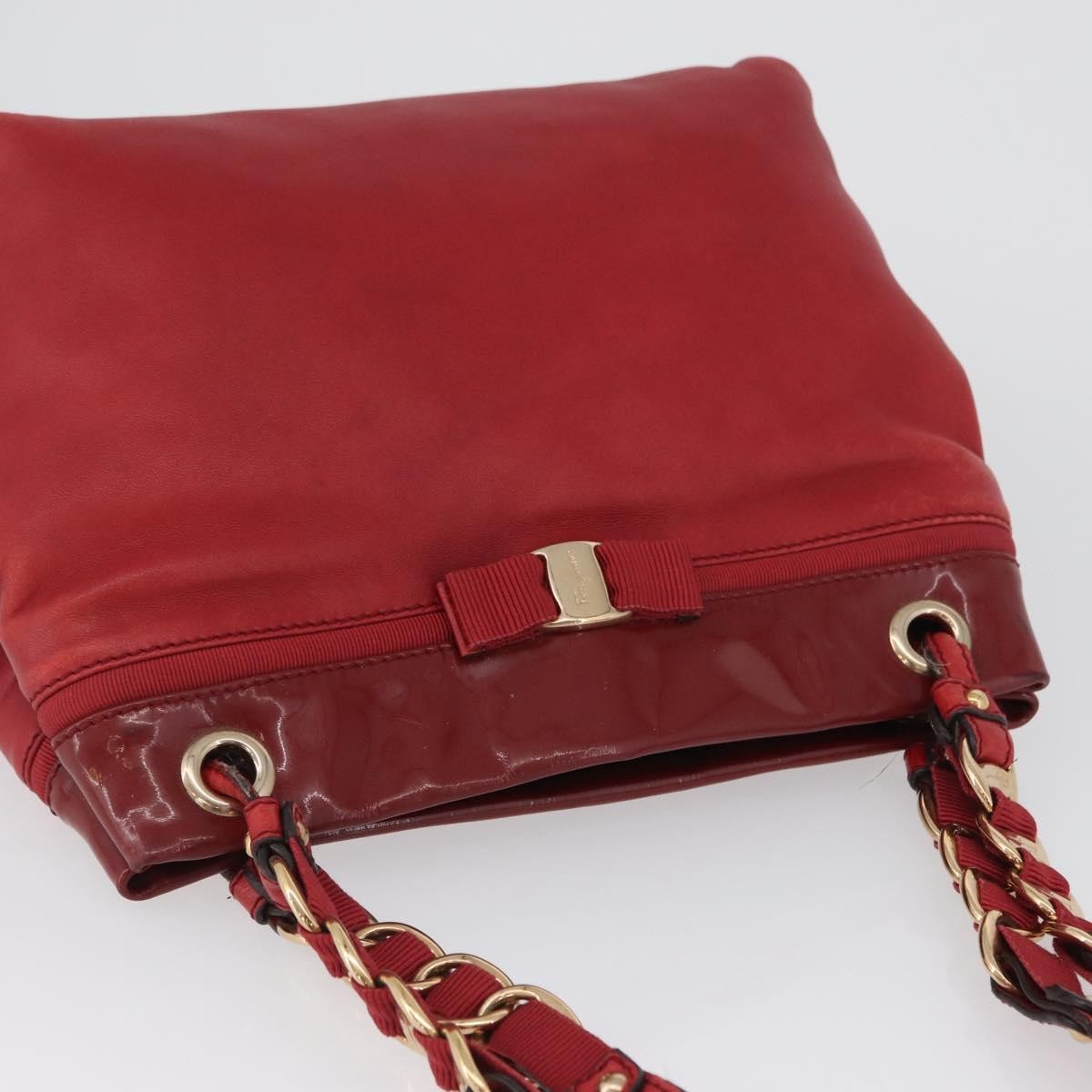 Salvatore Ferragamo Vala Tote Leather Red Leather Tote Bag Bag (Pre-Owned)