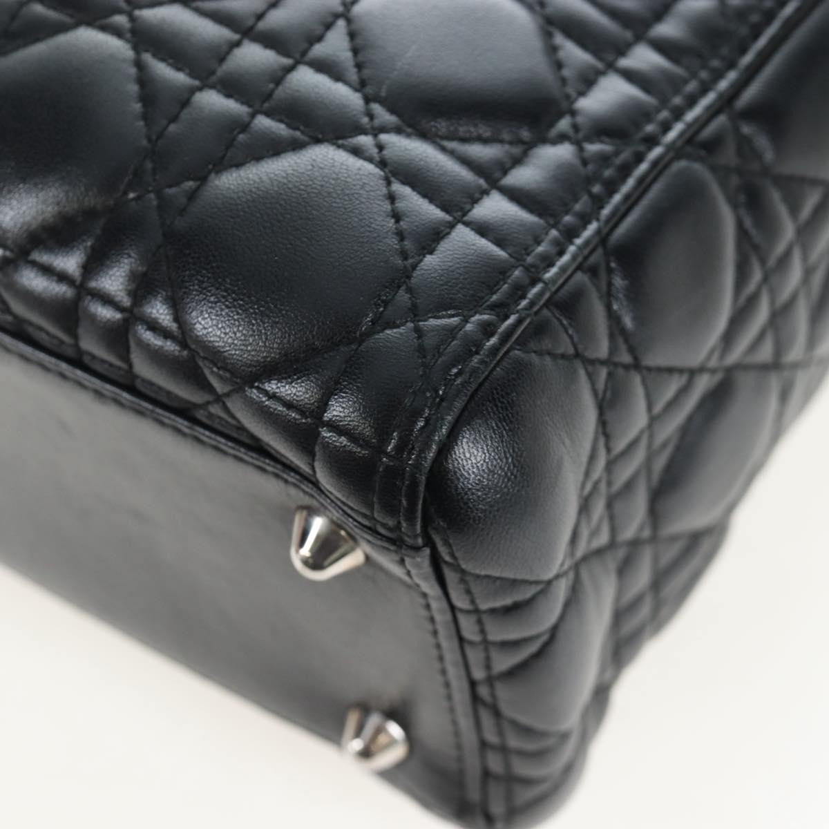 Christian Dior Lady Dior Lambskin Black Leather Handbag (Pre-Owned)