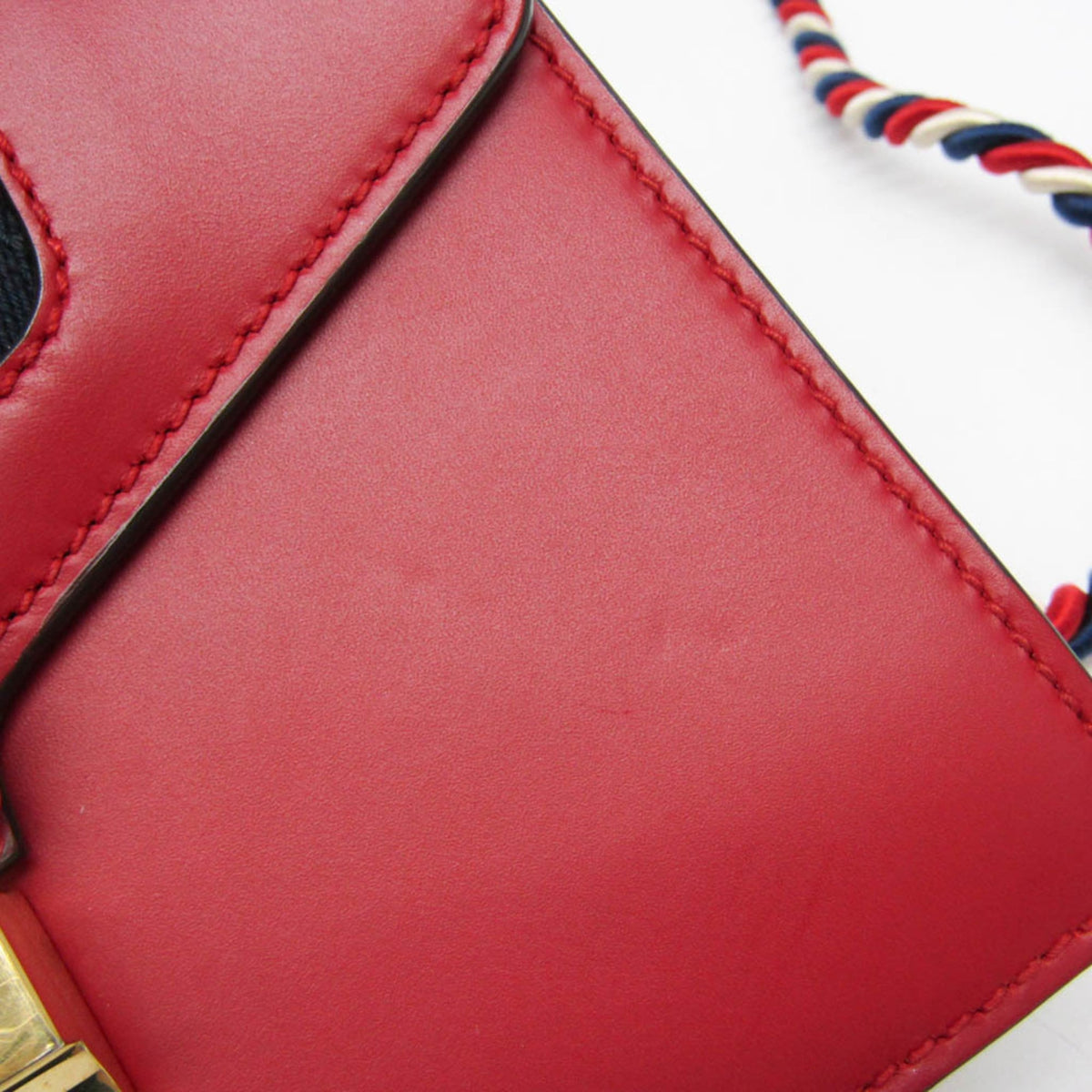 Gucci Sylvie Top Handle Leather Red Leather Handbag (Pre-Owned)