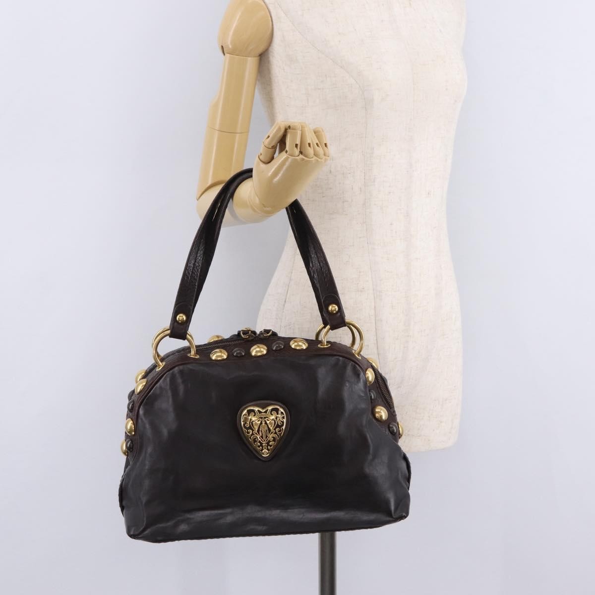 Gucci Babouska Heart Dome Satchel Leather Black Leather Handbag (Pre-Owned)