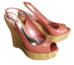 Gucci Women's Coral Patent Leather Platforms Wedges Shoes 258355