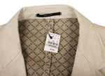 Gucci Men's 2 Button Beige Cotton Blazer Jacket