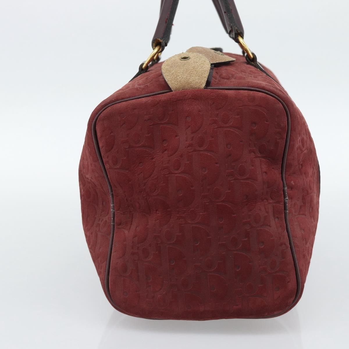 Christian Dior Boston Embossed Patent Burgundy Suede Handbag (Pre-Owned)