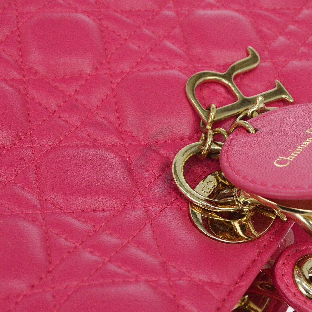Christian Dior Lady Dior Cannage Pink Leather Handbag (Pre-Owned)