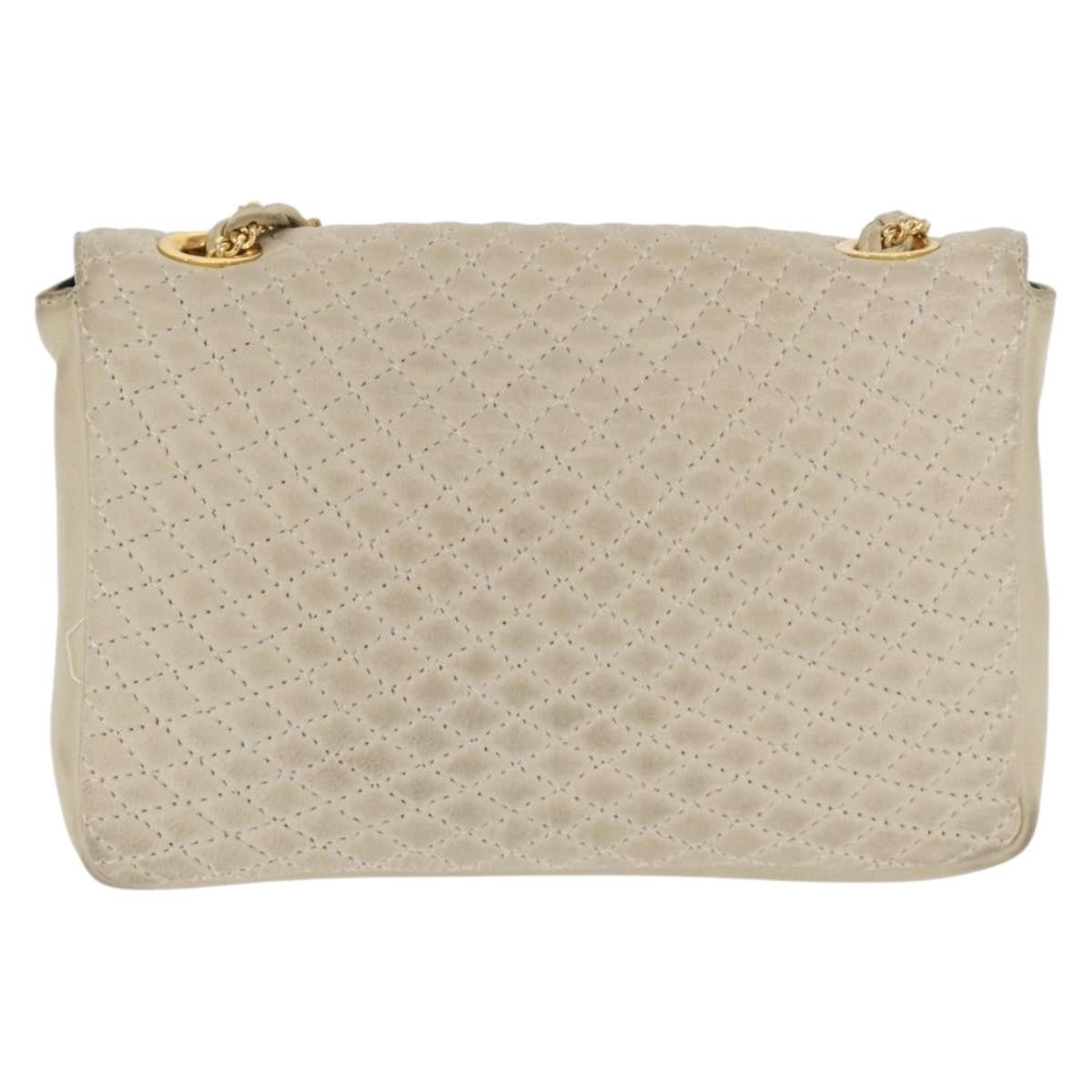 Bally Vintage Chain Quilted Leather Beige Leather Shoulder Bag Bag (Pre-Owned)