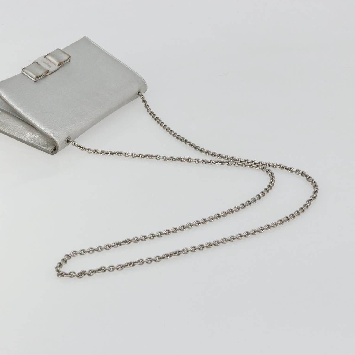 Salvatore Ferragamo Vara Chain Flap Leather Silver Leather Shoulder Bag Bag (Pre-Owned)