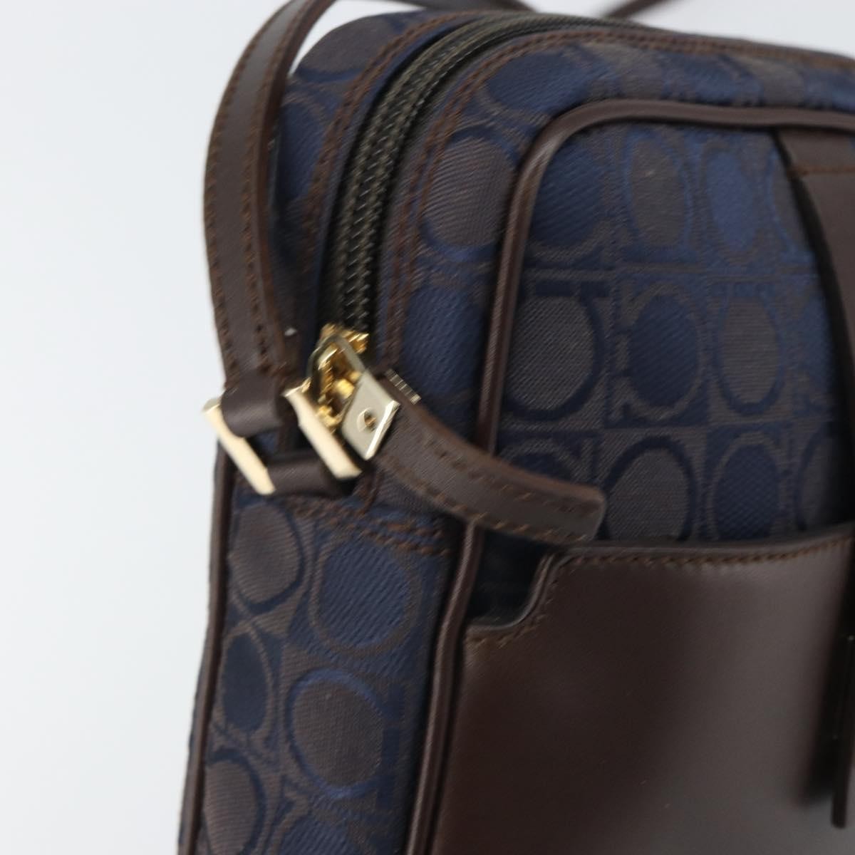 Salvatore Ferragamo Gancini Nylon Navy Nylon Shoulder Bag Bag (Pre-Owned)