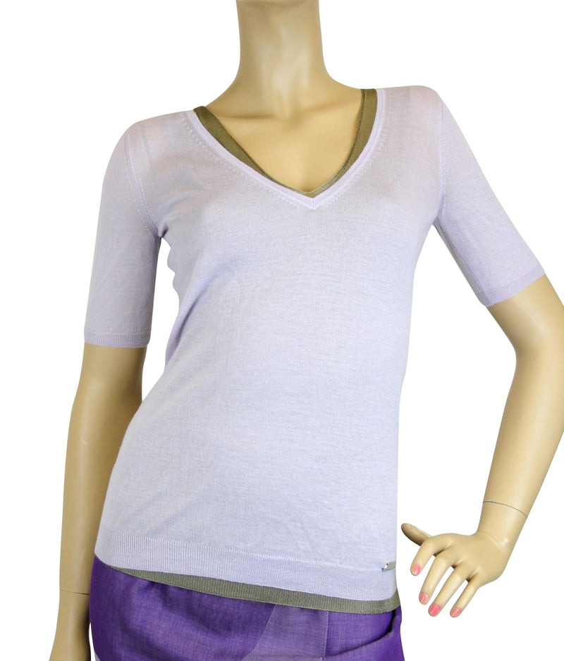 Gucci Women's Short Sleeve Lilac Cashmere Two-Piece Sweater