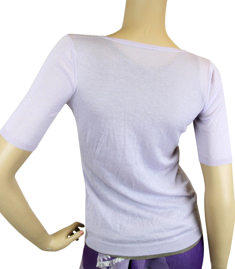 Gucci Women's Short Sleeve Lilac Cashmere Two-Piece Sweater