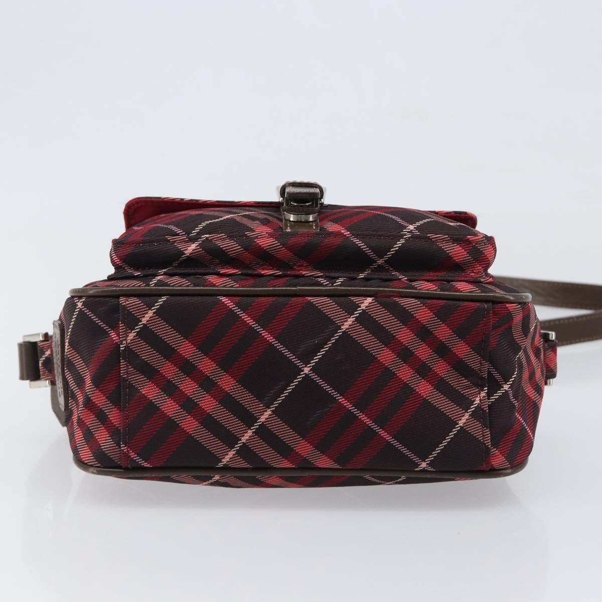 Burberry Nova Check Blue Label Nylon Burgundy Nylon Shoulder Bag Bag (Pre-Owned)