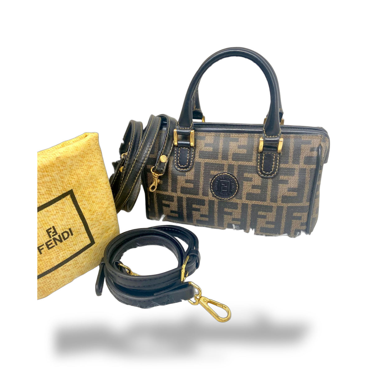 Fendi Zucca Canvas Brown Canvas Handbag (Pre-Owned)