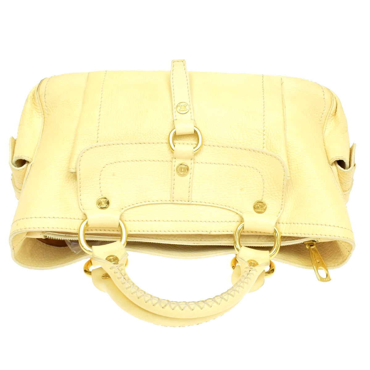 Celine Boogie Satchel Leather Yellow Leather Handbag (Pre-Owned)