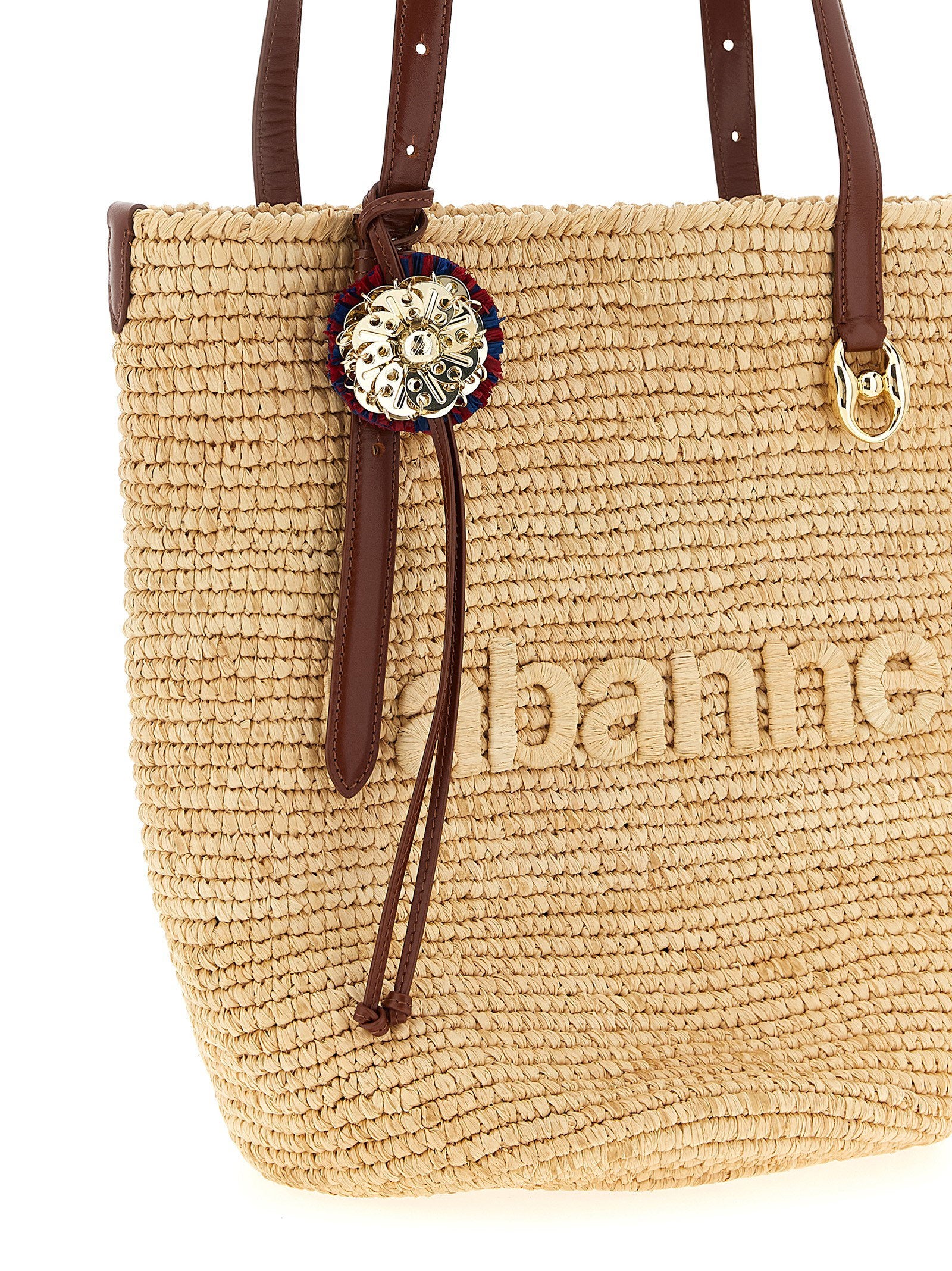 Paco Rabanne Women's Natural Raffia Tote Bag Shopping Bag