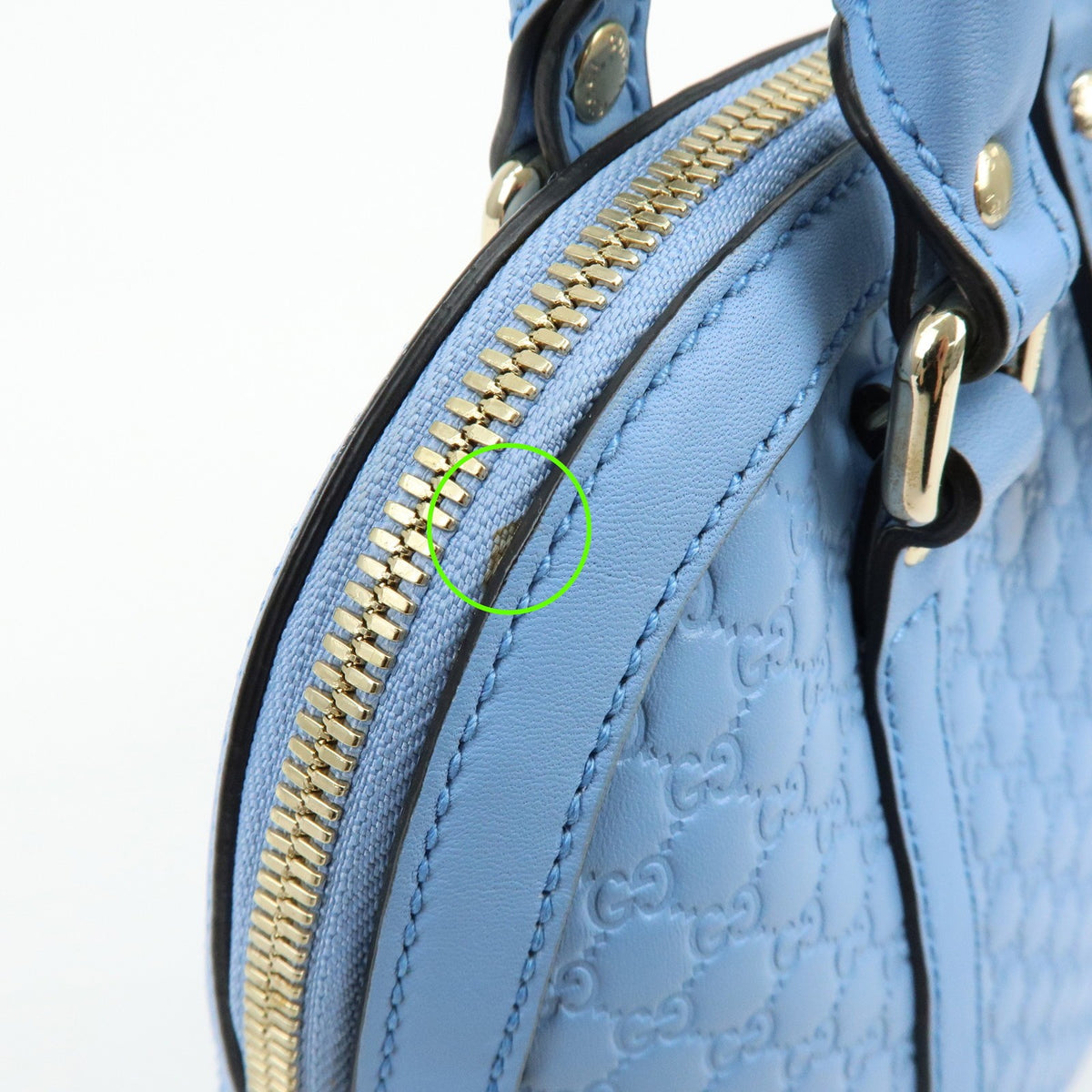 Gucci Convertible Dome Satchel Microguccissima Leather Blue Leather Handbag (Pre-Owned)