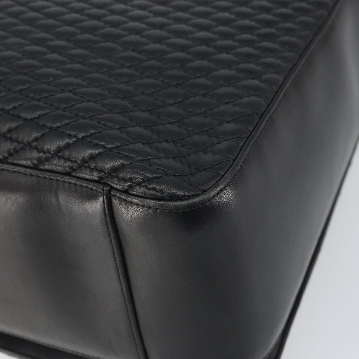 Bally Vintage Quilted Leather Black Leather Tote Bag Bag (Pre-Owned)