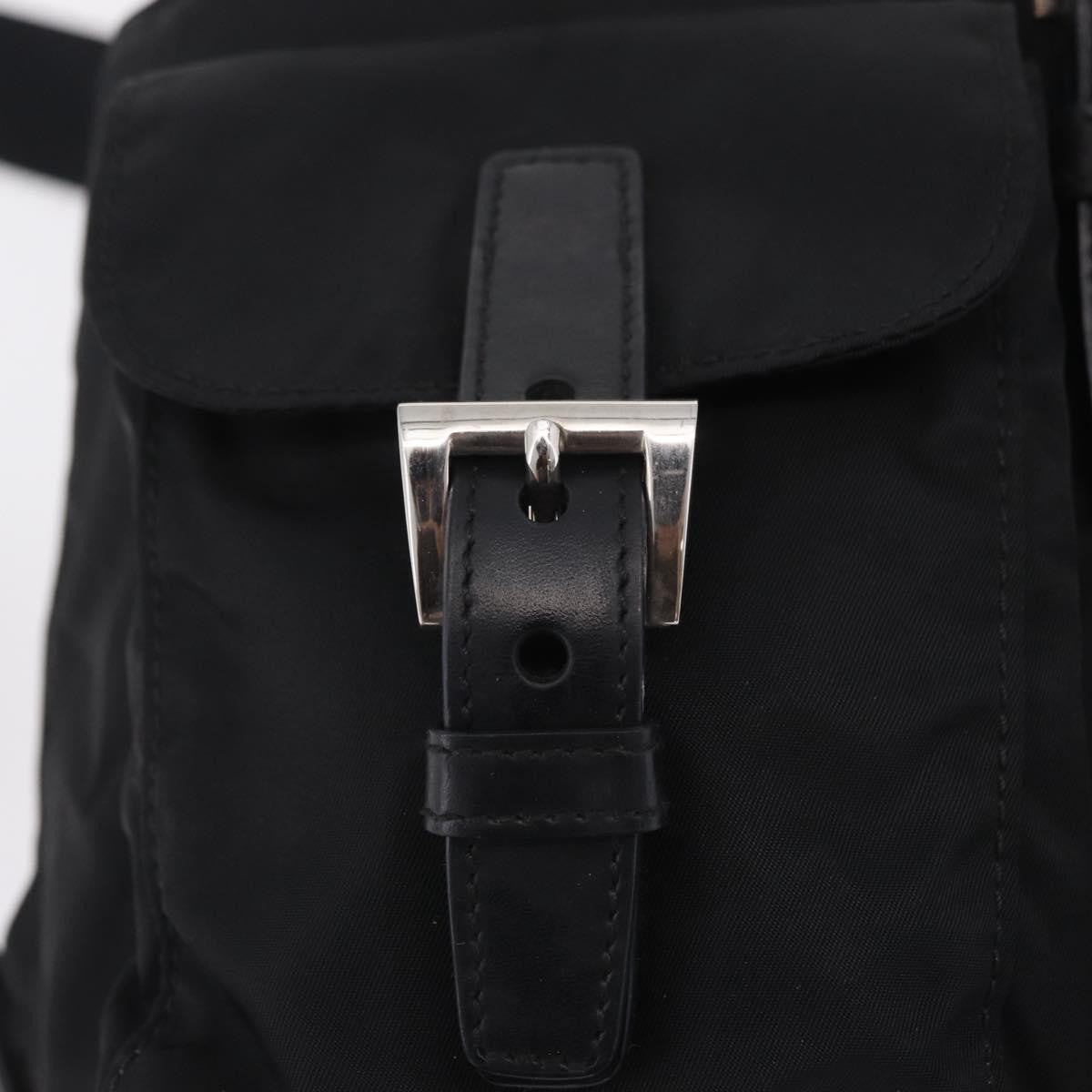 Prada Double Pocket Backpack Chain Re-Nylon Black Nylon Shoulder Bag Bag (Pre-Owned)