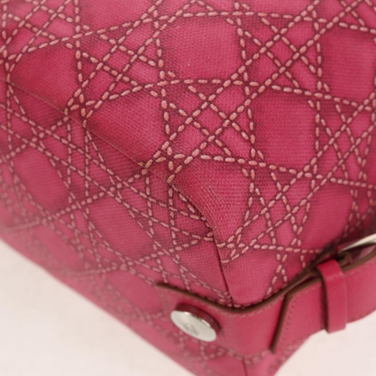 Christian Dior Cannage Canvas Pink Canvas Handbag (Pre-Owned)