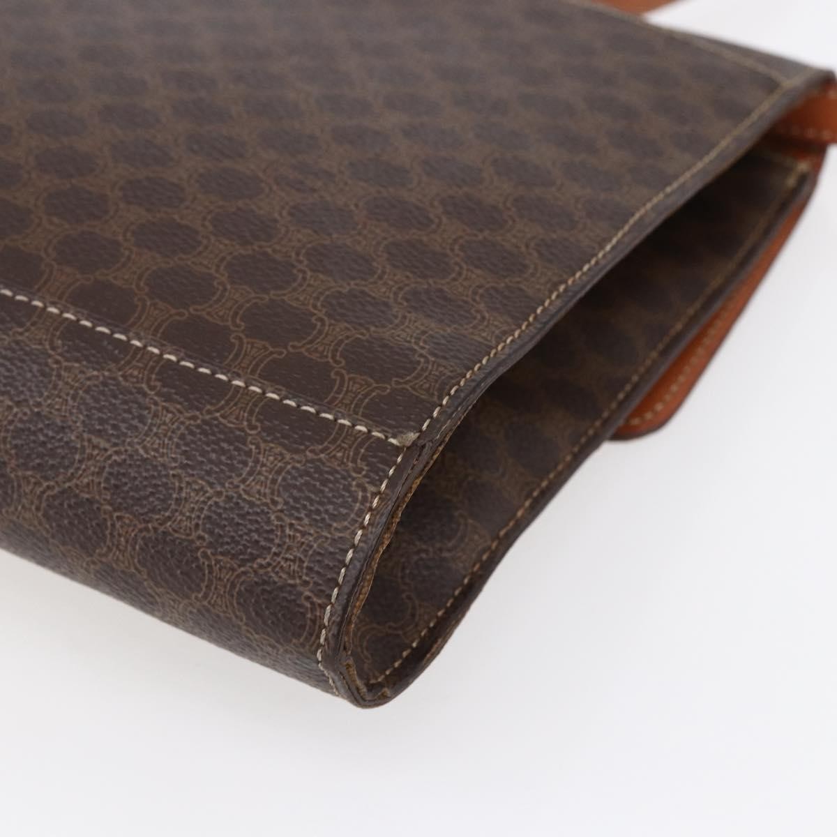 Celine Vintage Macadam Circle Logo Canvas And Leather Brown Canvas Shoulder Bag Bag (Pre-Owned)